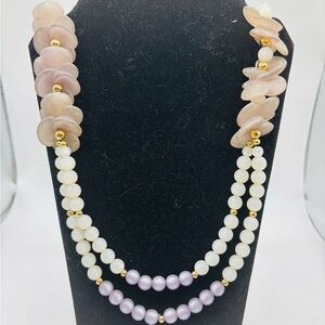 Napier Elegant Layered Pearl & Shell Necklace
